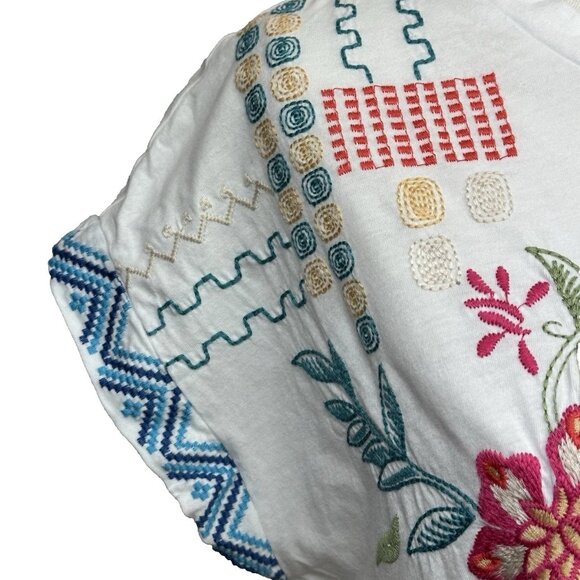 🌺 Johnny Was Katie Relaxed Drape Tee • Small • Embroidered • Worn 1X 🌺 - Picture 7 of 16
